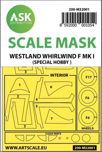 ASK mask 1:32 Westland Whirlwind Mk.I double-sided painting mask for Special Hobby