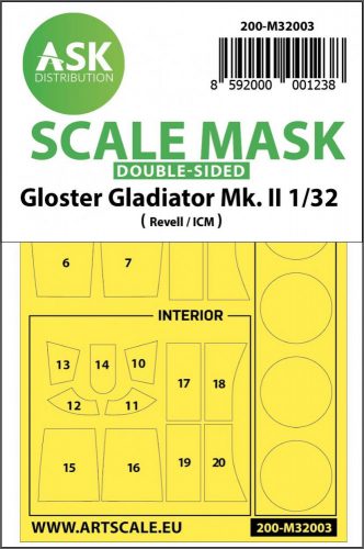 ASK mask 1:32 Gloster Gladiator Mk.II double-sided painting mask for Revell