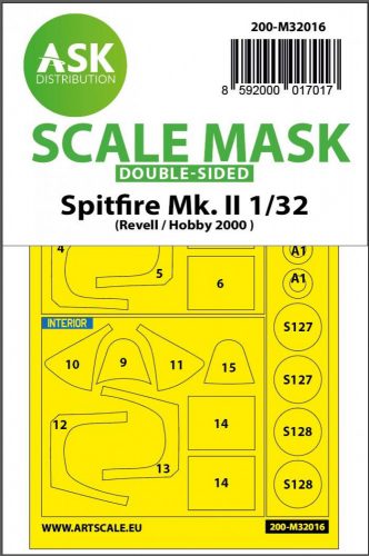ASK mask 1:32 Spitfire Mk.II double-sided express masks for Revell/Hobby2000