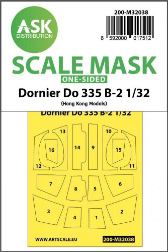 ASK mask 1:32 Dornier Do 335B-2 one-sided mask for HK Models