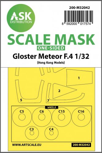 ASK mask 1:32 Gloster Meteor F.4 one-sided mask for HK Models
