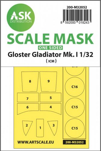 ASK mask 1:32 Gloster Gladiator Mk.I one-sided painting mask for Revell / ICM