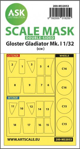 ASK mask 1:32 Gloster Gladiator Mk.I double-sided painting mask for Revell / ICM