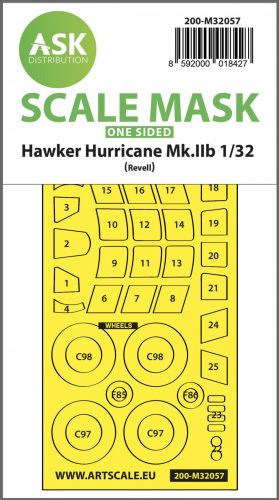 ASK mask 1:32 Hawker Hurricane Mk.IIB one-sided express masks for Revell