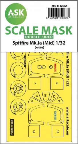 ASK mask 1:32 Spitfire Mk.Ia (mid) double-sided express fit and self adhesive mask for Kotare