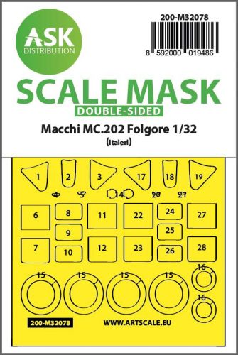 ASK mask 1:32 Macchi MC.202 Folgore double -sided express fit mask for Italeri