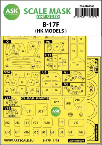 ASK mask 1:48 B-17F Flying Fortress outside painting mask for HK Models