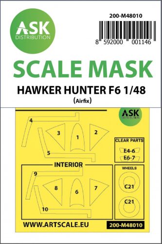ASK mask 1:48 Hawker Hunter F.6 double sided painting mask for Airfix