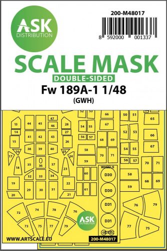 ASK mask 1:48 Focke Wulf Fw 189 double-sided painting mask for Great Wall Hobby