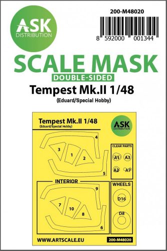 ASK mask 1:48 Hawker Tempest Mk.II double sided painting mask for Eduard /