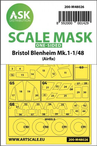 ASK mask 1:48 Bristol Blenheim Mk.I one-sided painting mask for Airfix