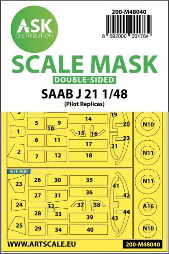 ASK mask 1:48 SAAB J21 double-sided painting mask for Pilot Replicas
