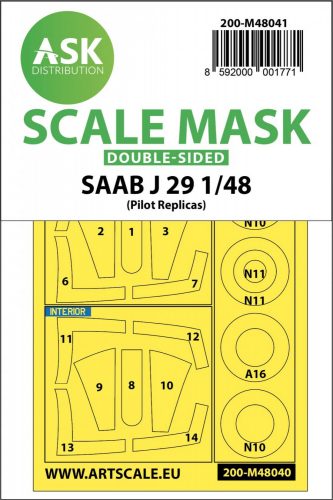 ASK mask 1:48 SAAB J29 B double-sided painting mask for Pilot Replicas
