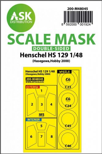 ASK mask 1:48 Henschel Hs 129 double-sided painting mask for Hasegawa