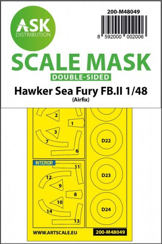 ASK mask 1:48 Hawker Sea Fury FB.11 double-sided mask for Airfix