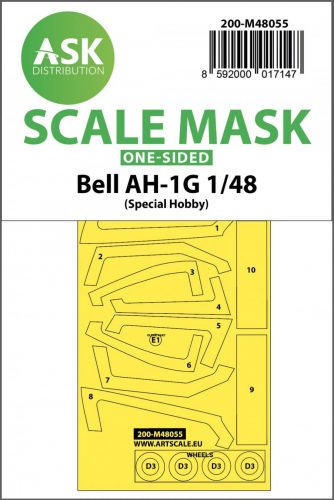 ASK mask 1:48 Bell AH-1G one-sided express mask for Special Hobby