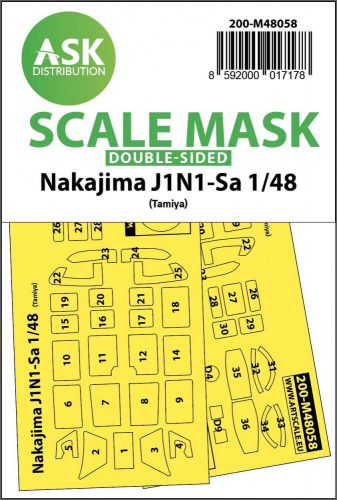 ASK mask 1:48 Nakajima J1N1-Sa double-sided express mask for Tamiya