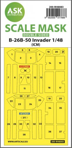 ASK mask 1:48 B-26B-50 Invader double-sided mask self-adhesive pre-cutted for ICM
