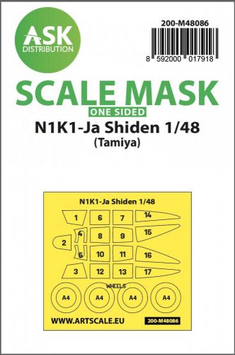 ASK mask 1:48 N1K1-Ja Shiden one-sided mask self-adhesive pre-cutted for Tamiya