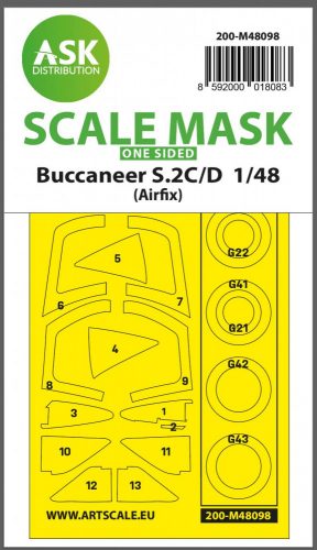 ASK mask 1:48 Buccaneer S.2C/D one-sided mask self-adhesive, pre-cutted for Airfix