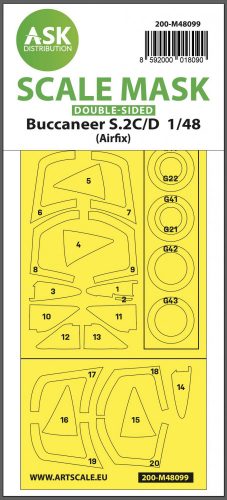 ASK mask 1:48 Buccaneer S.2C/D double-sided mask self-adhesive, pre-cutted for Airfix