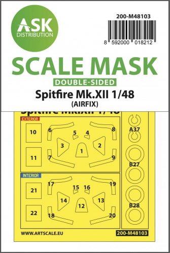 ASK mask 1:48 Spitfire Mk.XII double-sided mask self-adhesive, pre-cutted for Airfix