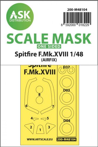 ASK mask 1:48 Spitfire F.Mk.XVIII one-sided mask self-adhesive, pre-cutted for Airfix