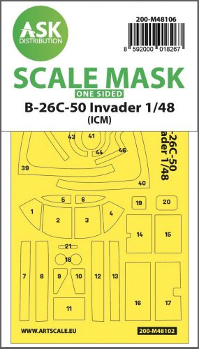 ASK mask 1:48 B-26C-50 Invader one-sided mask self-adhesive pre-cutted for ICM