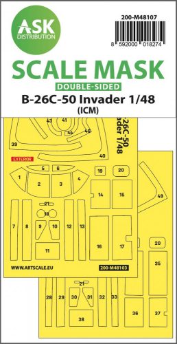 ASK mask 1:48 B-26C-50 Invader double-sided mask self-adhesive pre-cutted for ICM