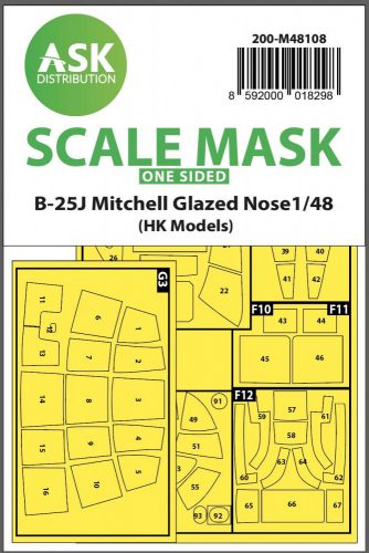 ASK mask 1:48 B-25J Mitchell one-sided mask self-adhesive pre-cutted for HK Models