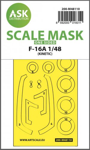 ASK mask 1:48 F-16A one-sided express mask, self-adhesive and pre-cutted for Kinetic