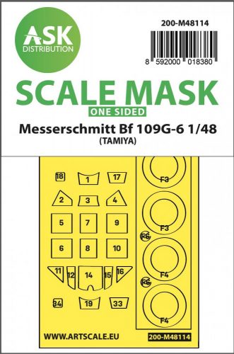 ASK mask 1:48 Messerschmitt Bf 109G-6 one-sided express mask, self-adhesive and pre-cutted for Tamiya