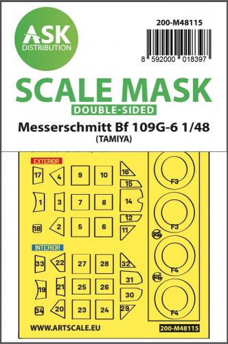 ASK mask 1:48 Messerschmitt Bf 109G-6 double-sided express mask, self-adhesive and pre-cutted for Tamiya