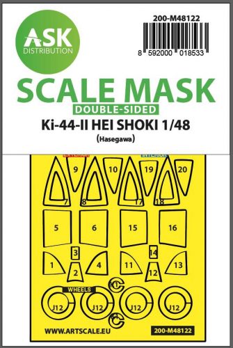 ASK mask 1:48 Ki-44-II HEI SHOKI double sided express mask, self-adhesive and pre-cutted for Hasegawa