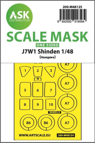 ASK mask 1:48 J7W1 Shinden one-sided express mask, self-adhesive and pre-cutted for Hasegawa