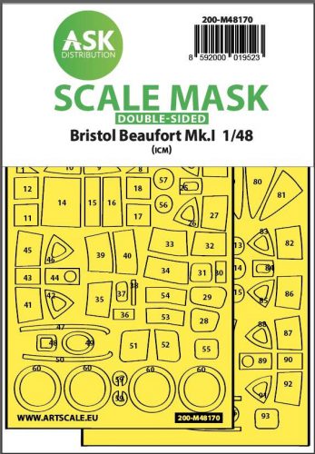 ASK mask 1:48 Bristol Beaufort Mk.I double-sided express fit mask for ICM