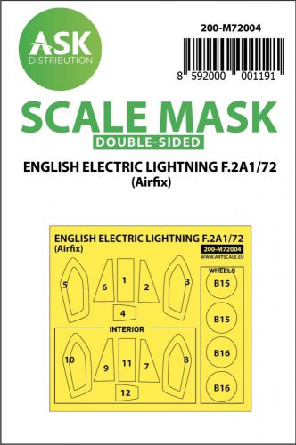 ASK mask 1:72 EE Lightning F.2A double-sided painting mask for Airfix