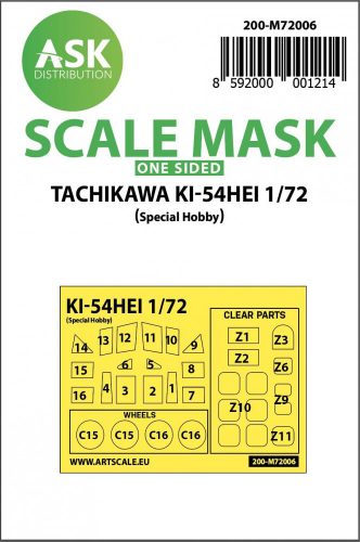 ASK mask 1:72 Tachikawa Ki-54HEI one-sided painting mask for Special Hobby