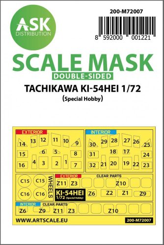 ASK mask 1:72 Tachikawa Ki-54HEI double-sided painting mask for Special Hobby