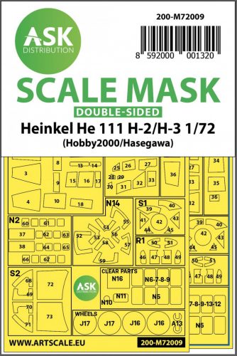 ASK mask 1:72 Heinkel He 111H-2/H-3 double -sided painting mask for Hasegawa / Hobby2000