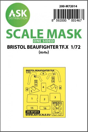 ASK mask 1:72 Bristol Beaufighter TF.X one-sided painting mask for Airfix