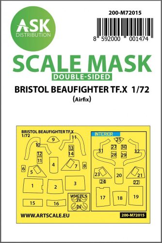 ASK mask 1:72 Bristol Beaufighter TF.X double-sided painting mask for Airfix