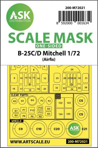 ASK mask 1:72 B-25C/D Mitchell one-sided for Airfix