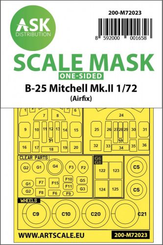 ASK mask 1:72 B-25 Mitchell Mk.II one-sided for Airfix