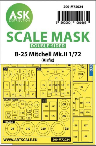ASK mask 1:72 B-25 Mitchell Mk.II double sided for Airfix