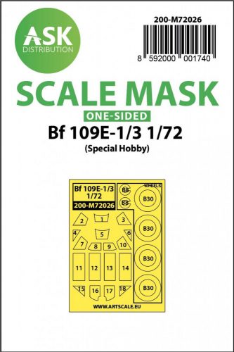 ASK mask 1:72 Bf 109E-1/E-3 one-sided painting mask for Special Hobby
