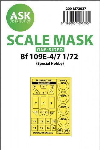 ASK mask 1:72 Bf 109E-4/7 one-sided painting mask for Special Hobby