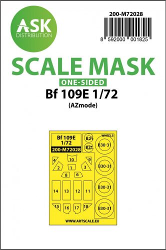 ASK mask 1:72 Bf 109E one-sided painting mask for AZ Model