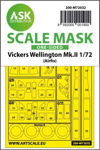 ASK mask 1:72 Vickers Wellington Mk.II one-sided painting mask for Airfix