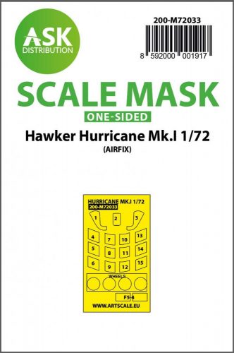 ASK mask 1:72 Hawker Hurricane Mk.I one-sided painting mask for Airfix